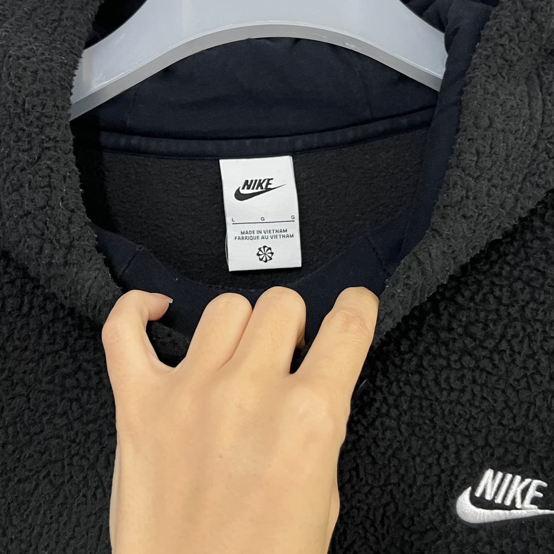 나이키 NSW 뽀글이 후리스 셰르파 풀오버 블랙 후드티 상품이미지6