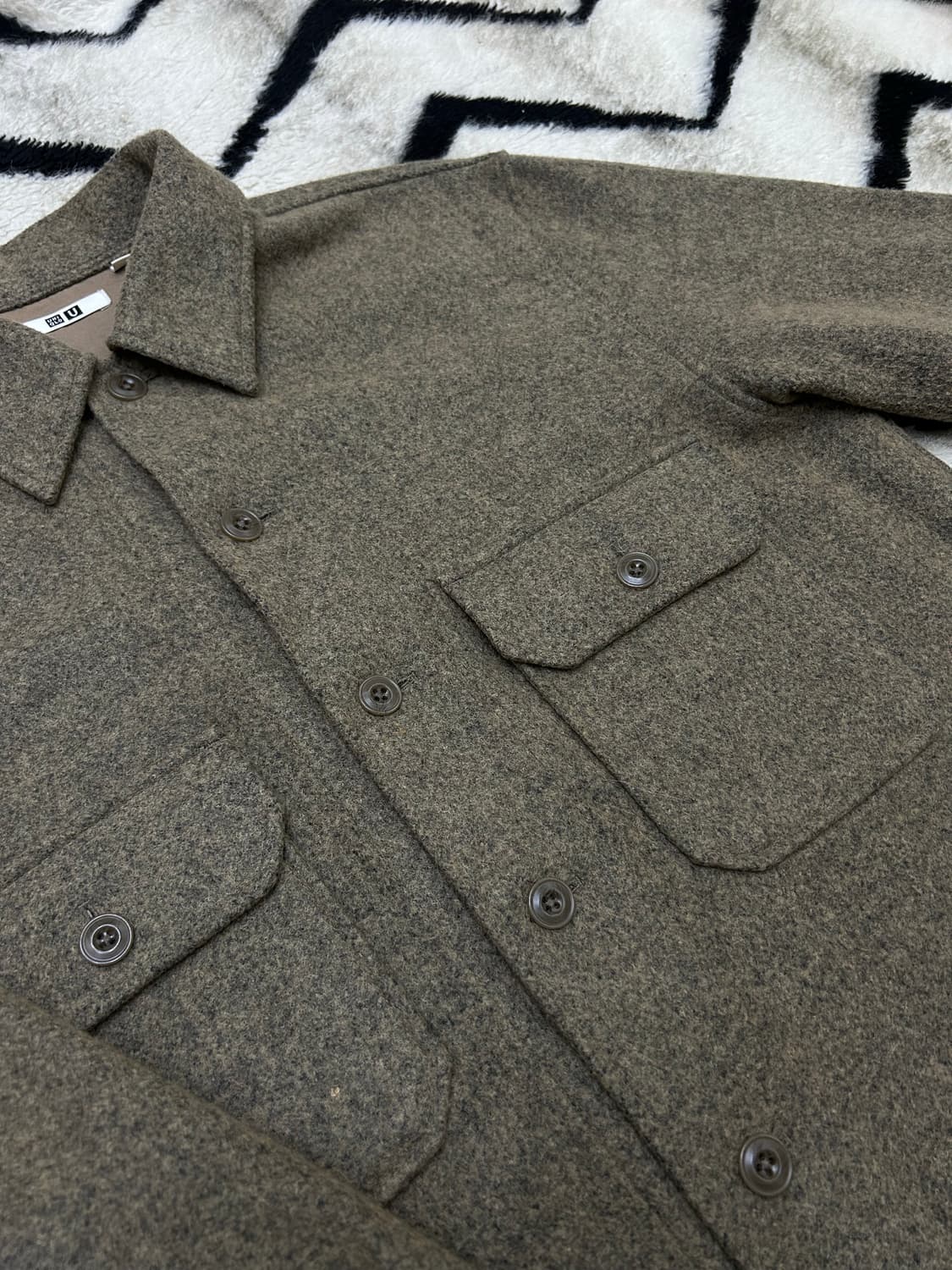 [L]유니클로U 투포켓 울 블렌드 셔츠 자켓 상품이미지1