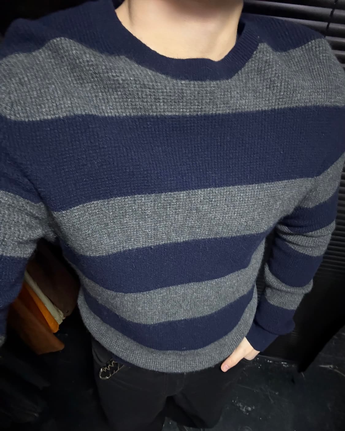 바나나 리퍼블릭 메리노 울 나일론 혼방 스트라이프 단가라 니트 스웨터 S 상품이미지1