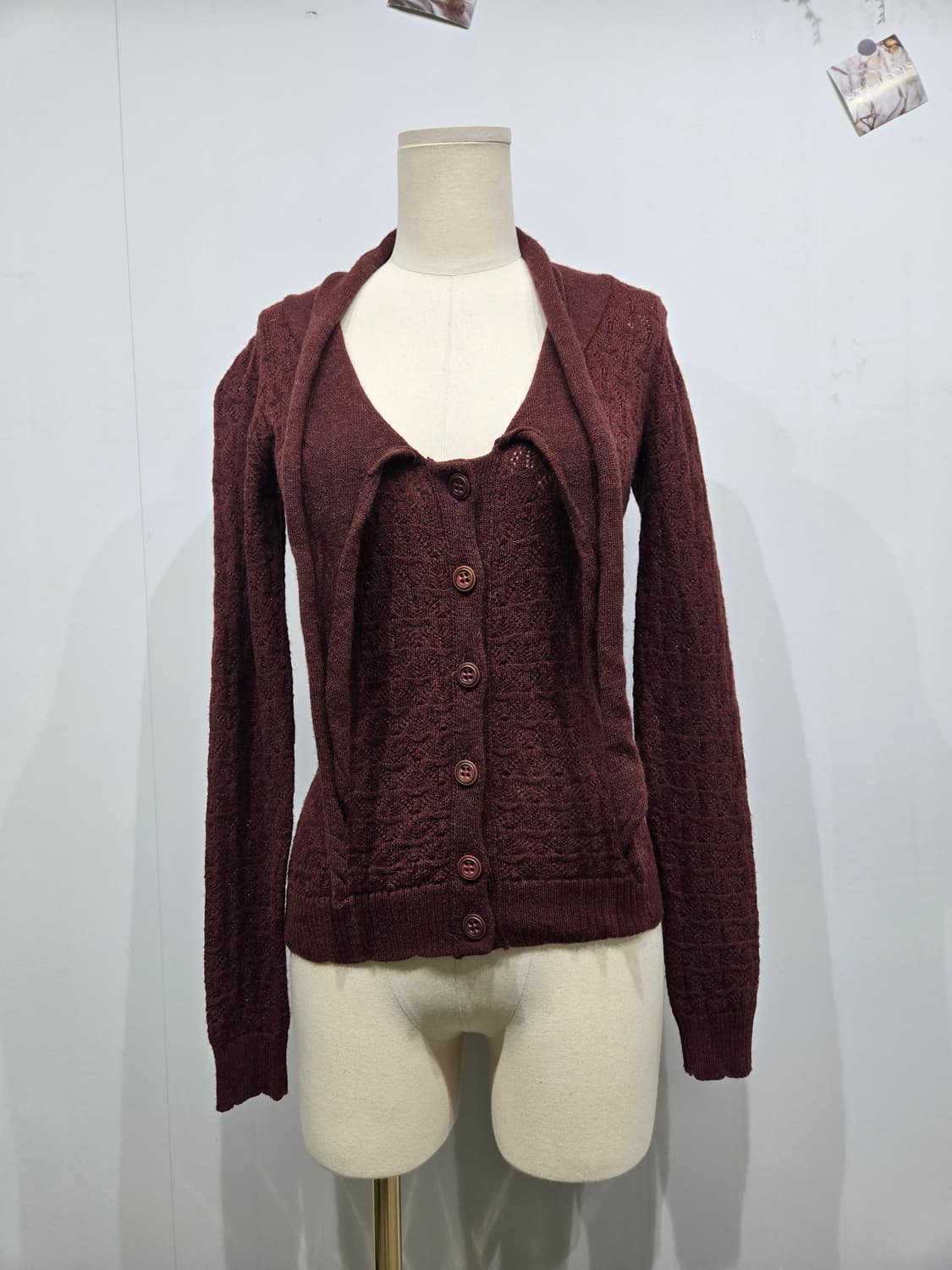 돌체앤가바나 버건디 가디건 니트 앙상블 세트 상품이미지1