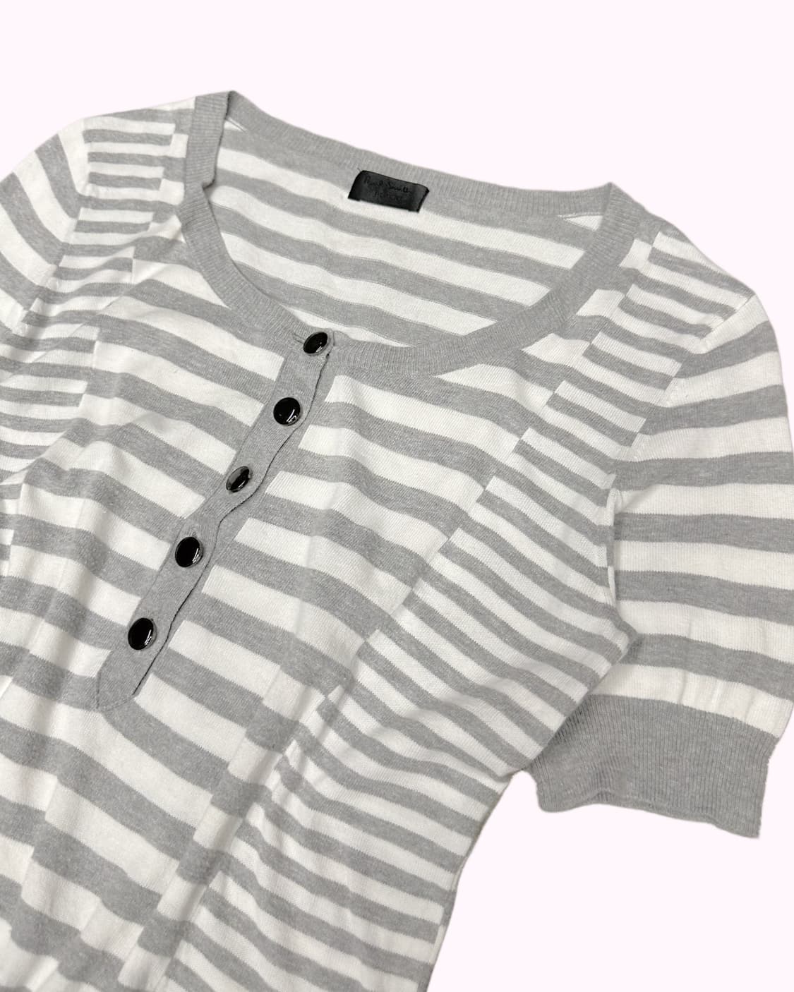 grey stripe button knit top 상품이미지2