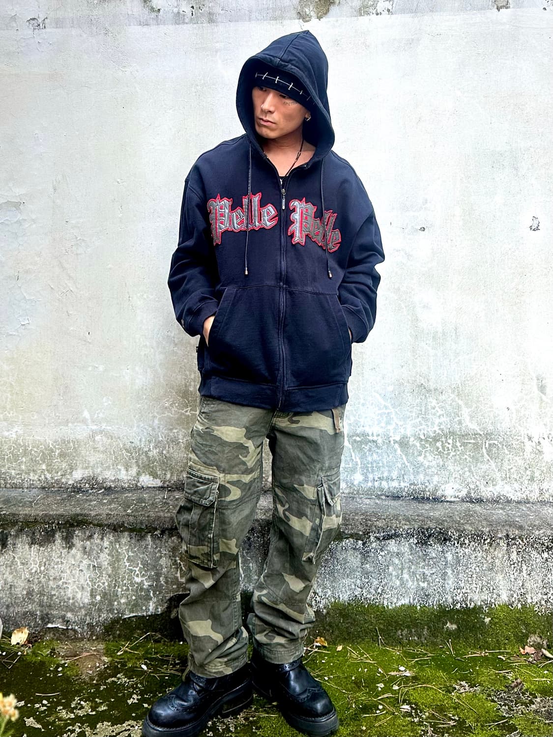 펠레펠레 90‘s 로고 레더패치 헤비스웨트 후드집업 xl 상품이미지4