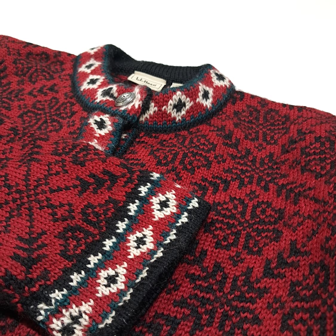CL314 S/M 엘엘빈 90s 울 노르딕 페어아일 가디건 니트 상품이미지4
