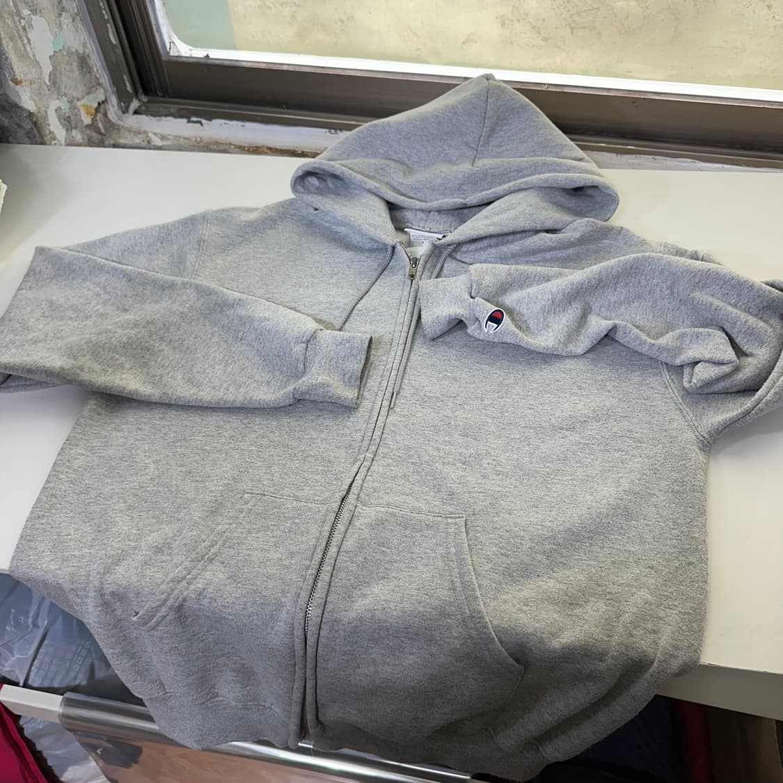 M 챔피온 USA 오버핏 그레이 코튼 후드집업 상품이미지2