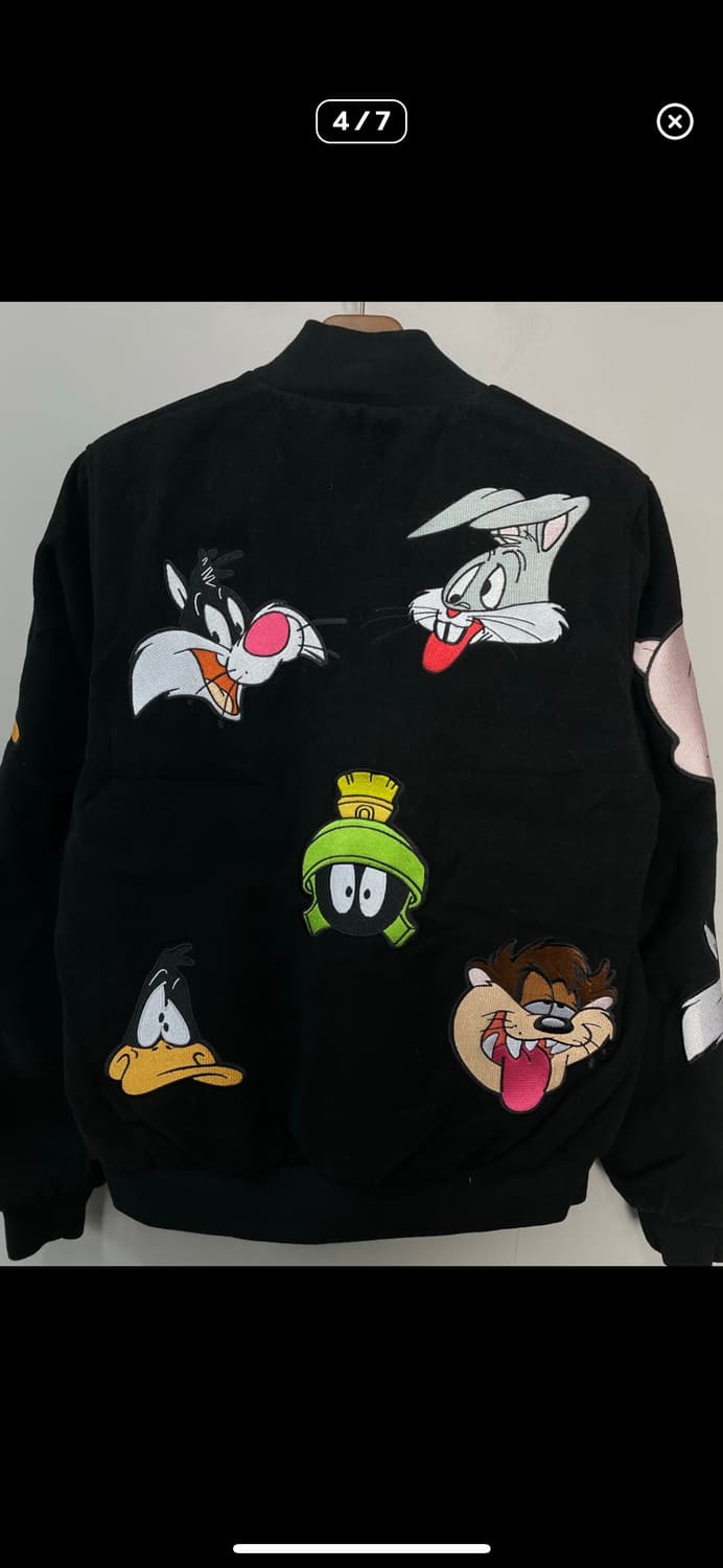 빈티지 루니툰 자수 블랙 바시티자켓 A3678 상품이미지5