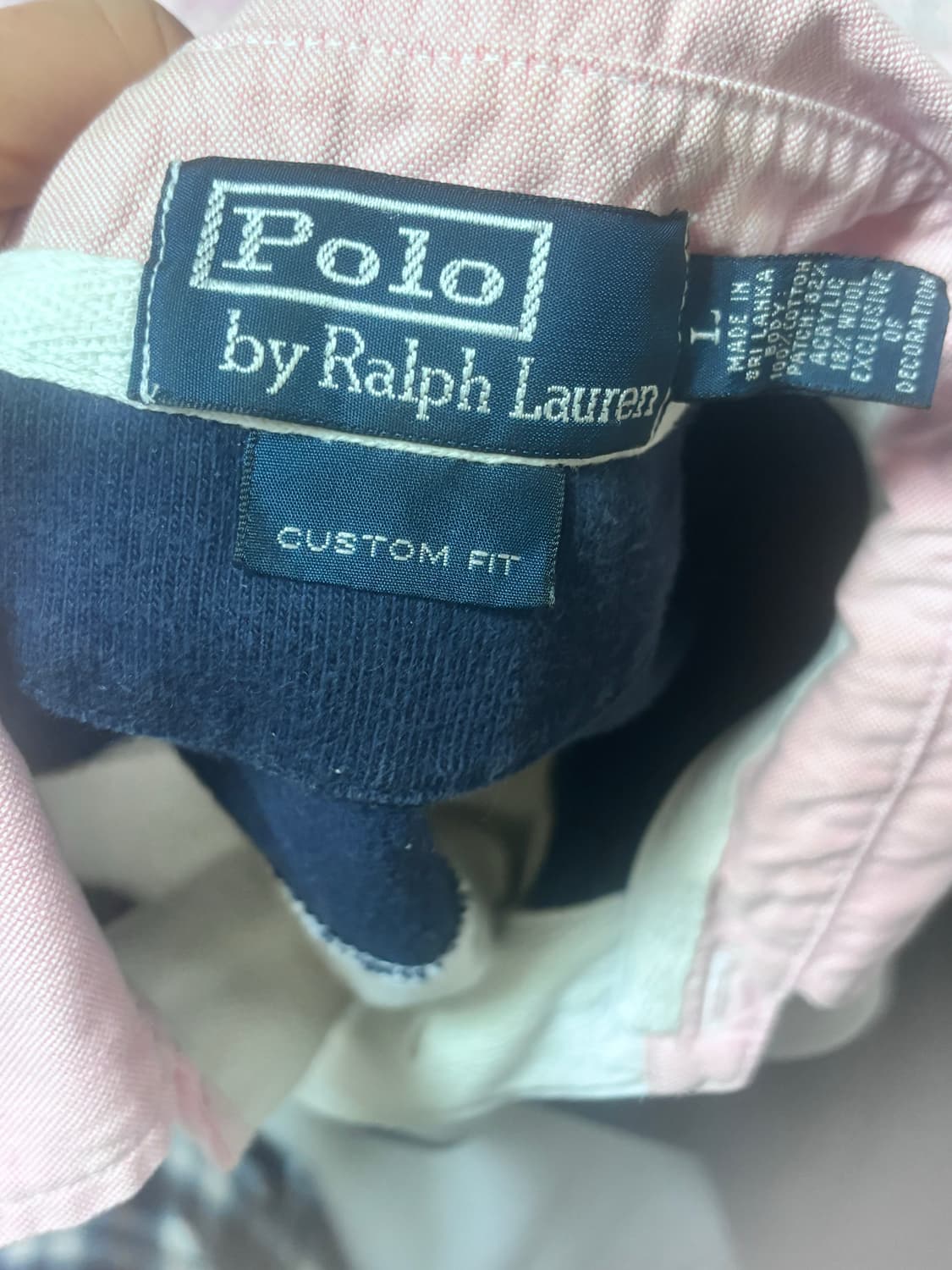 폴로 랄프로렌 핑크 네이비 화이트 스트라이프 럭비티 카라티 상품이미지2