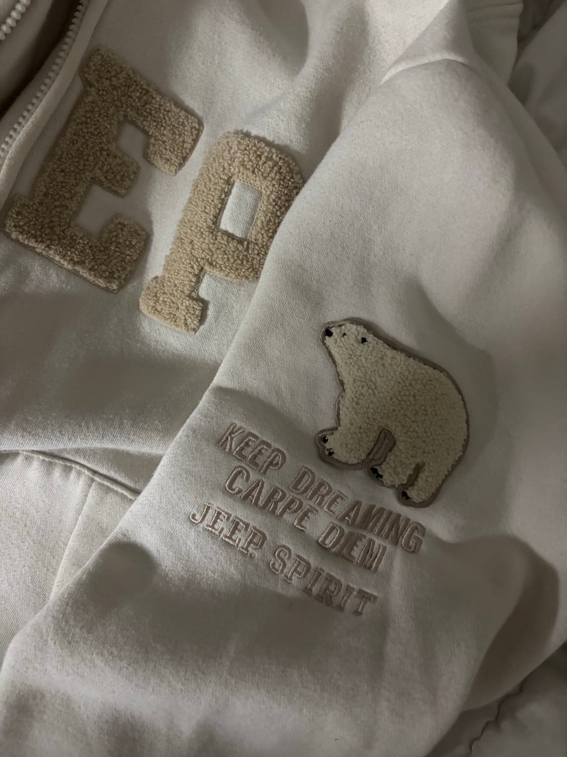 지프 폴라베어 와펜 후드집업 아이보리 m 상품이미지3