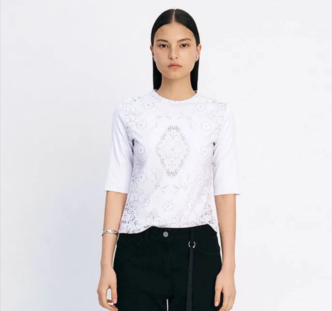 윤세 yunse 레이스 프린트 탑 티셔츠 상품이미지3