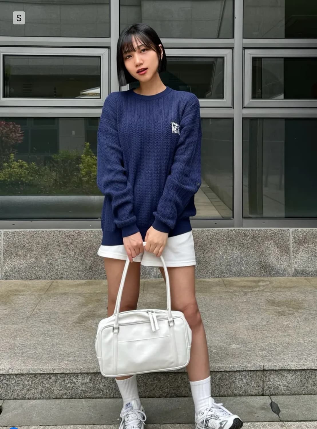 무신사 프라이 니트 코튼 블렌디드 에센셜 니트(NAVY) 상품이미지3