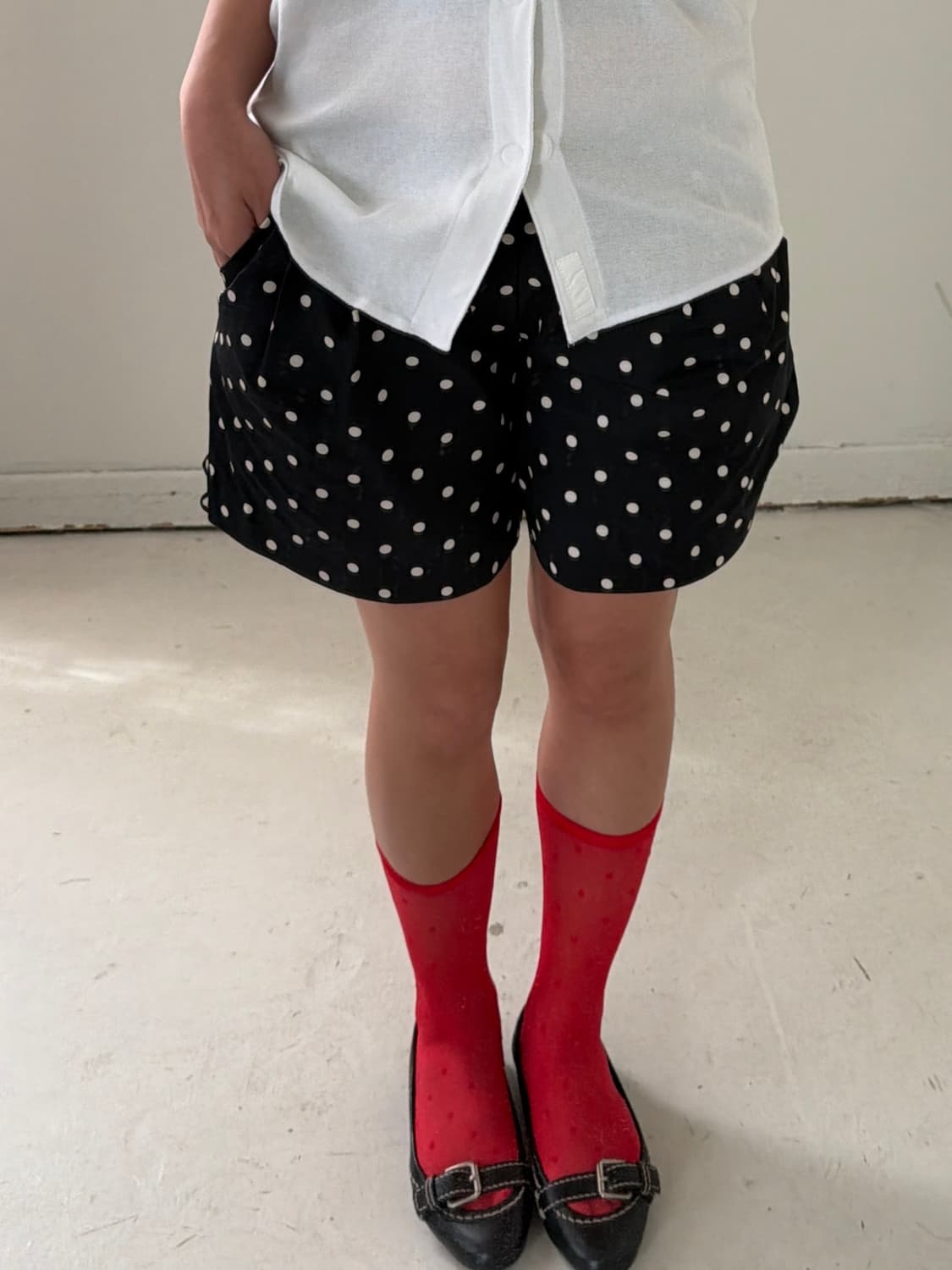 일본빈티지 도트 반바지 숏팬츠 상품이미지1