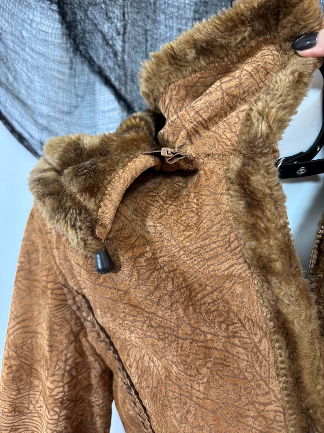 brown fur hood jacket 상품이미지3