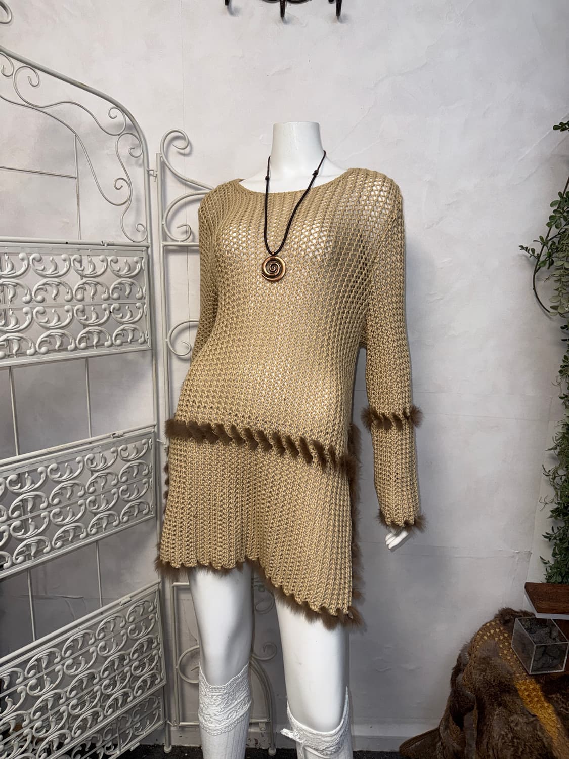 ESCADA cashmere rabbit fur trimming knit 상품이미지1