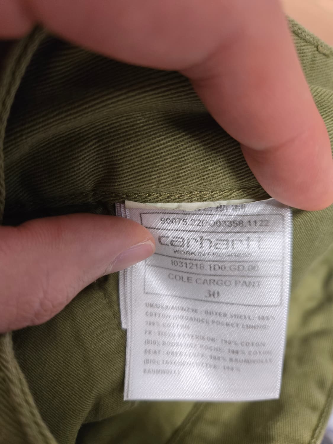 칼하트 WIP 콜 카고 팬츠 키위 가먼트 다이드 30 상품이미지3