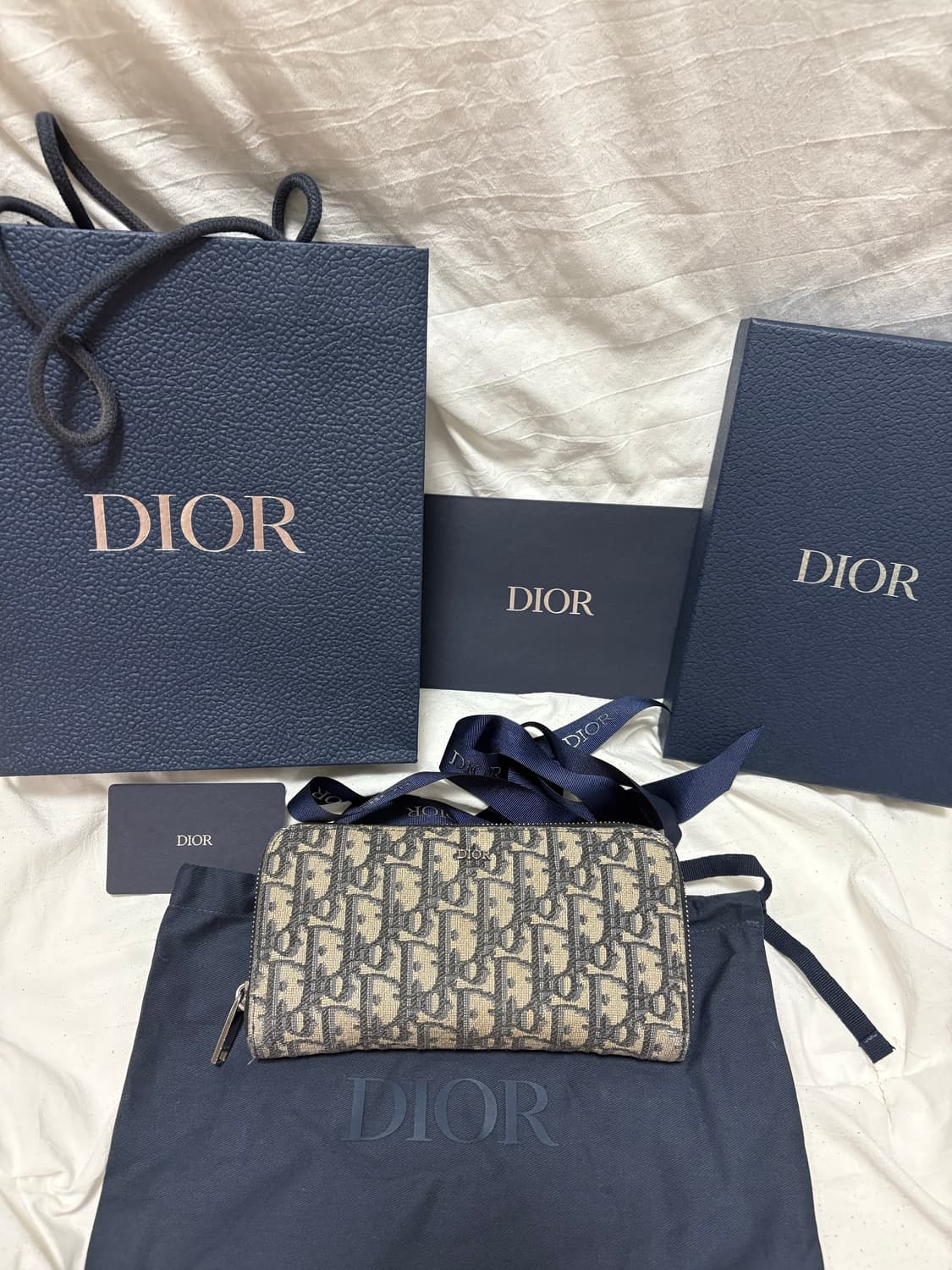 [구성품/정품] 디올 오블리크 자카드 지퍼 장지갑 상품이미지1