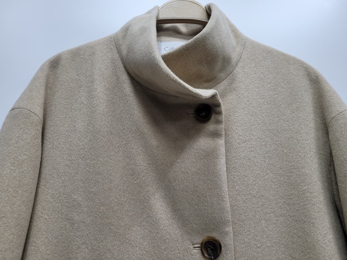 캘빈클라인 하이넥 캐시미어 코트 / 여 38 (82-88-165) 베이지 상품이미지3