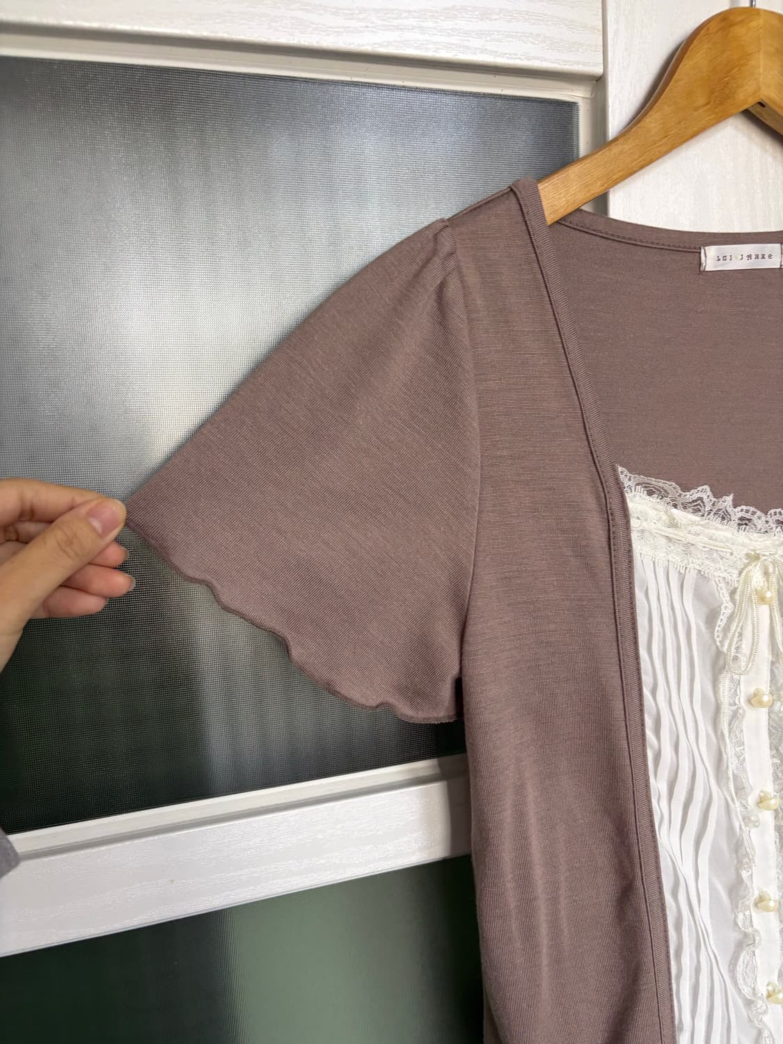 브라운 핀턱 레이어드 블라우스 상품이미지4