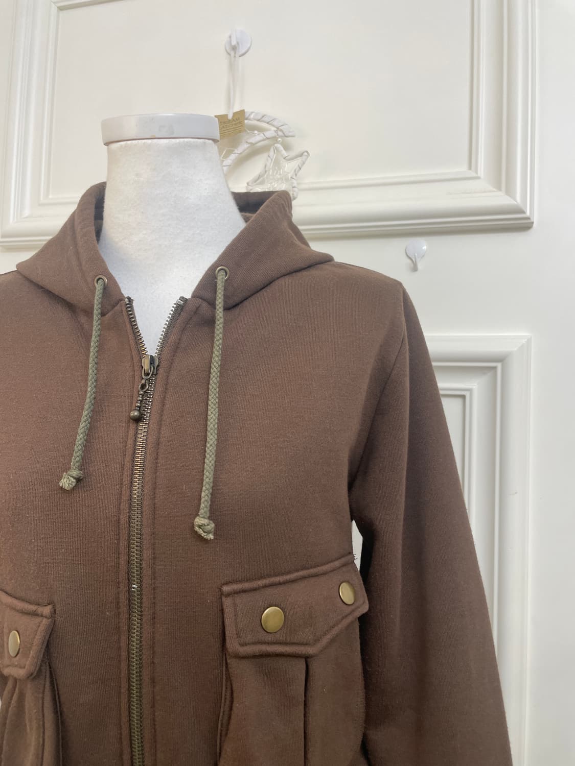 brown pocket fleeced hoodie-zip(size-M) 상품이미지3