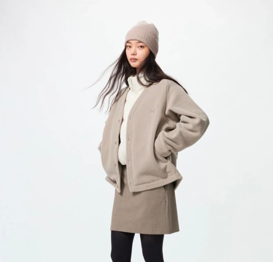 유니클로 x 니들스 플리스 오버사이즈 가디건 베이지 M 상품이미지1