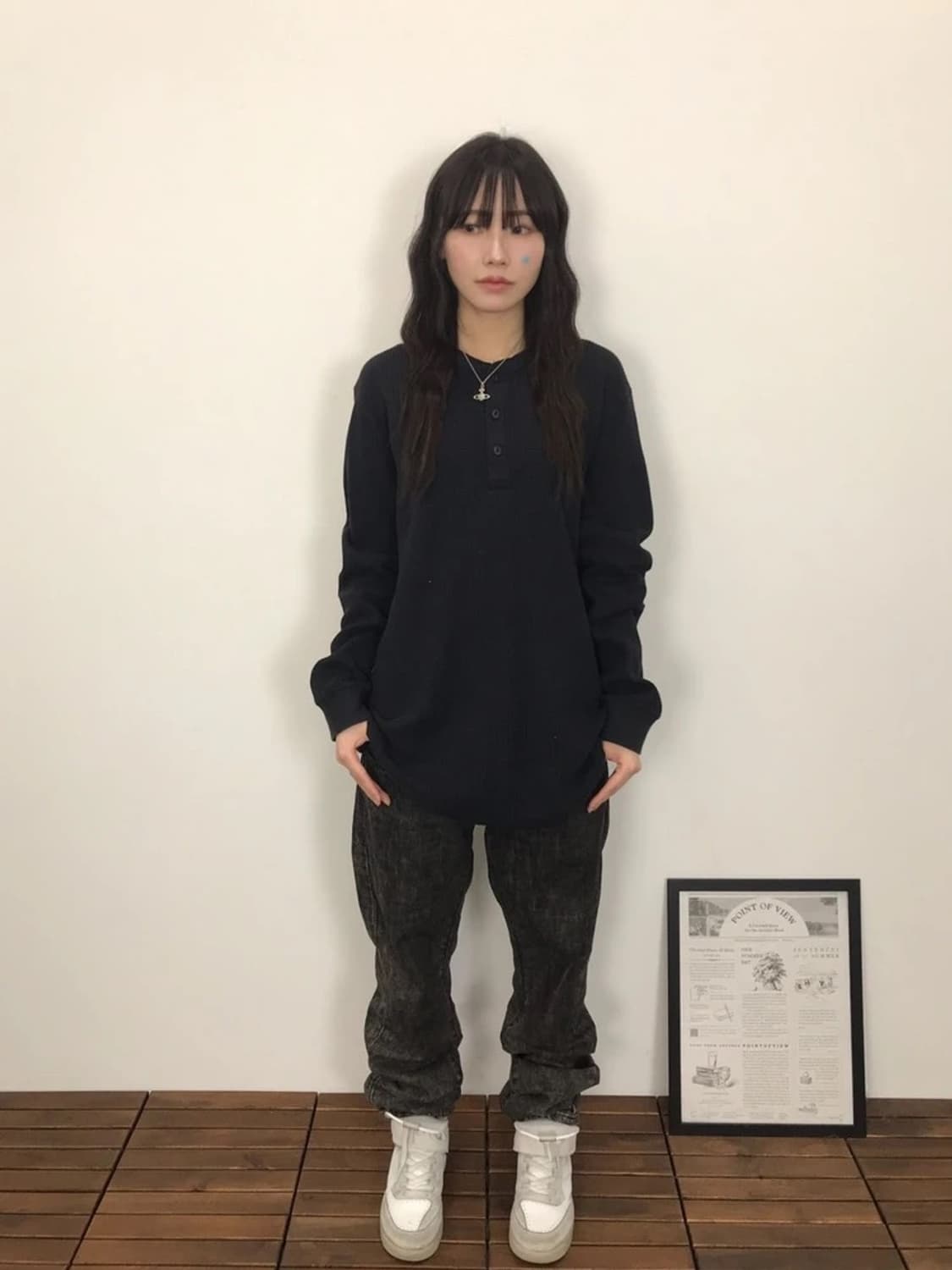 Uniqlo Waffle Henley Long Sleeve 상품이미지1
