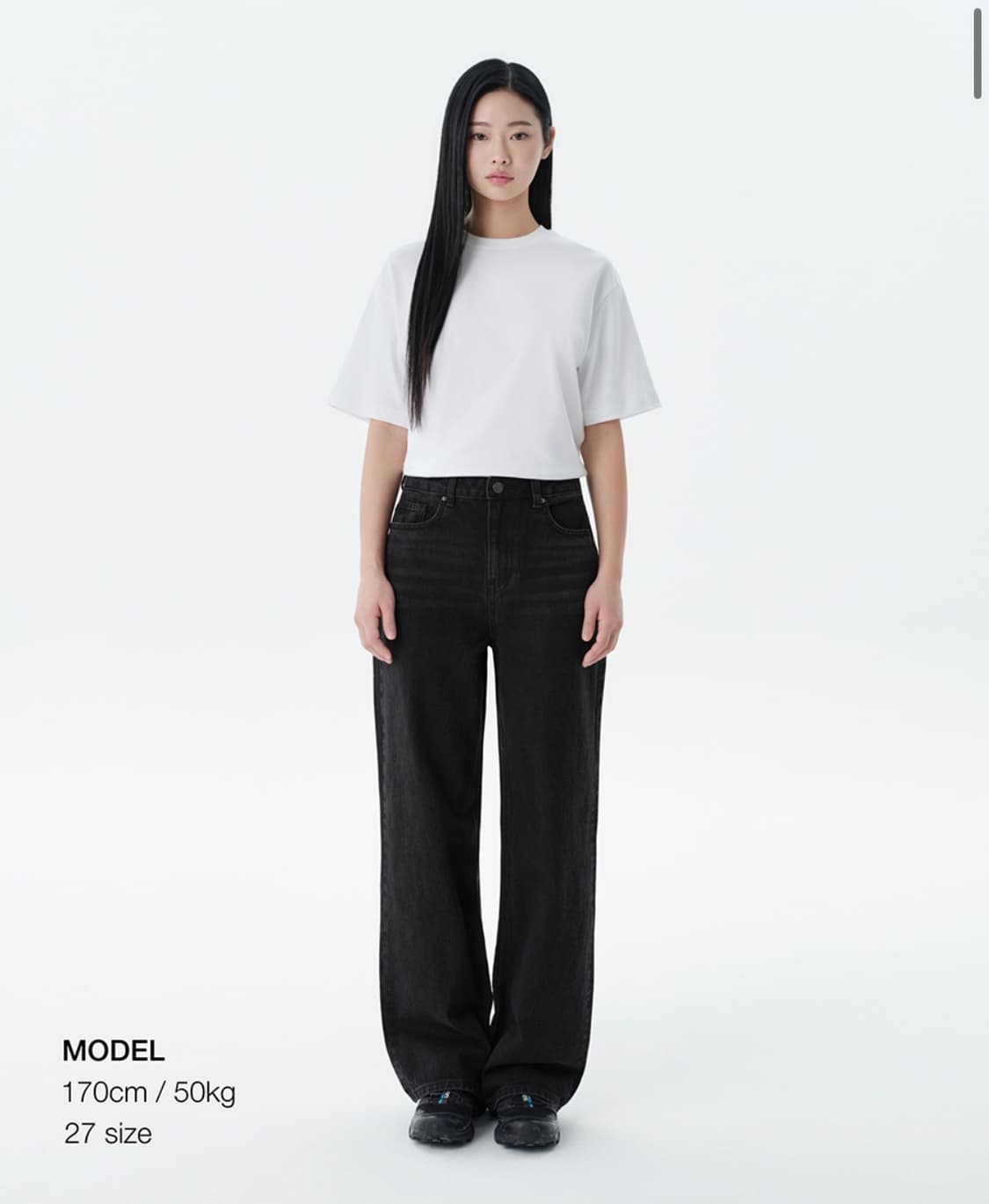 무신사스탠다드 우먼즈 와이드 데님 팬츠 워시드 블랙 30 상품이미지1