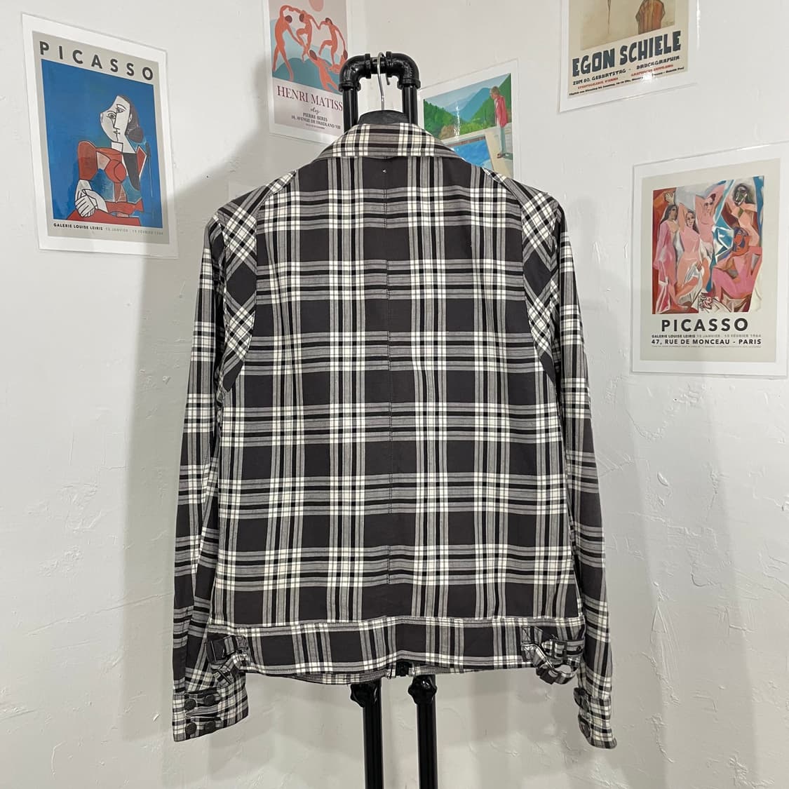 멀티포켓 하이넥 체크 워크 자켓 상품이미지3