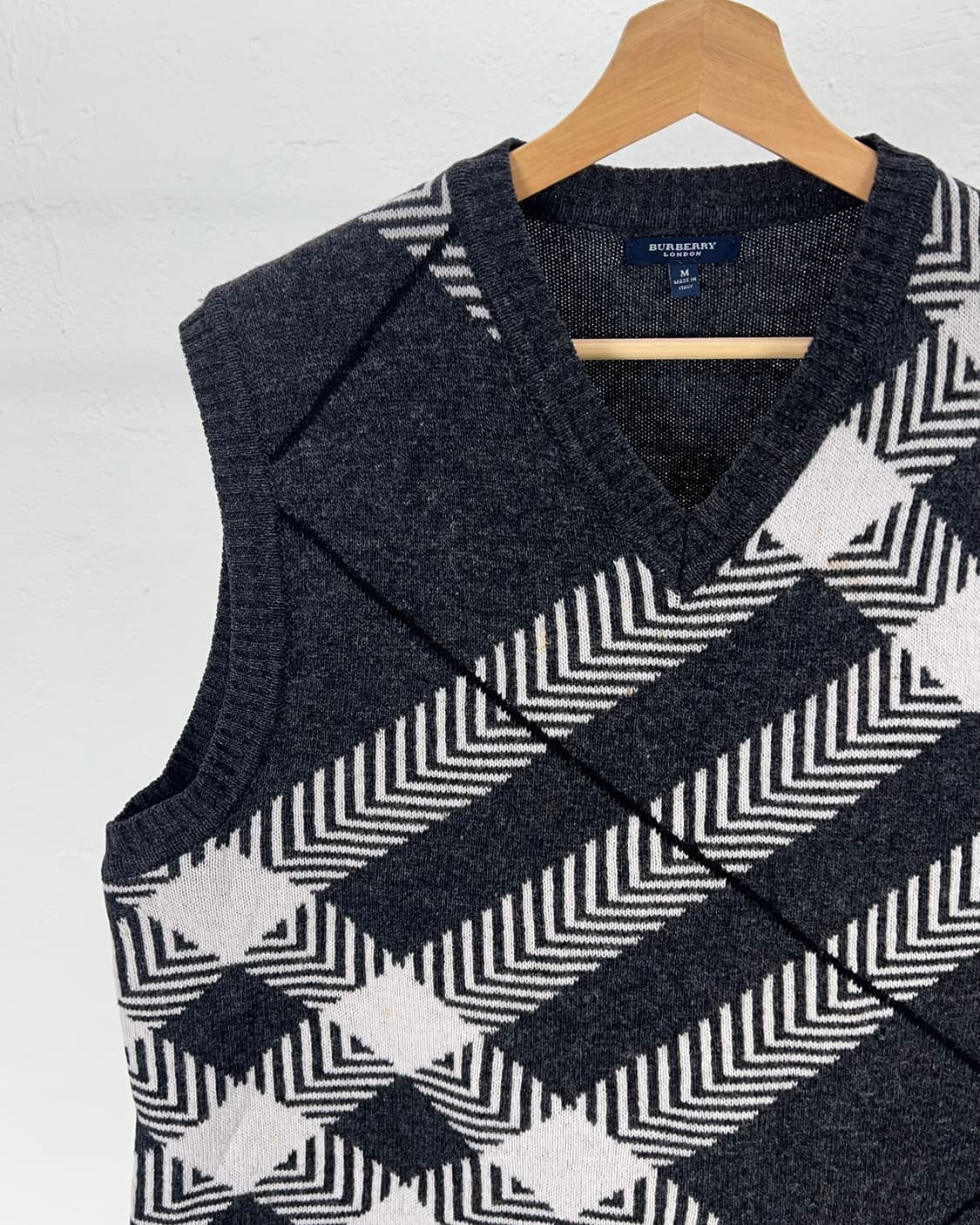 버버리 차콜 아가일 멀티 체크 울 니트 베스트 상품이미지2