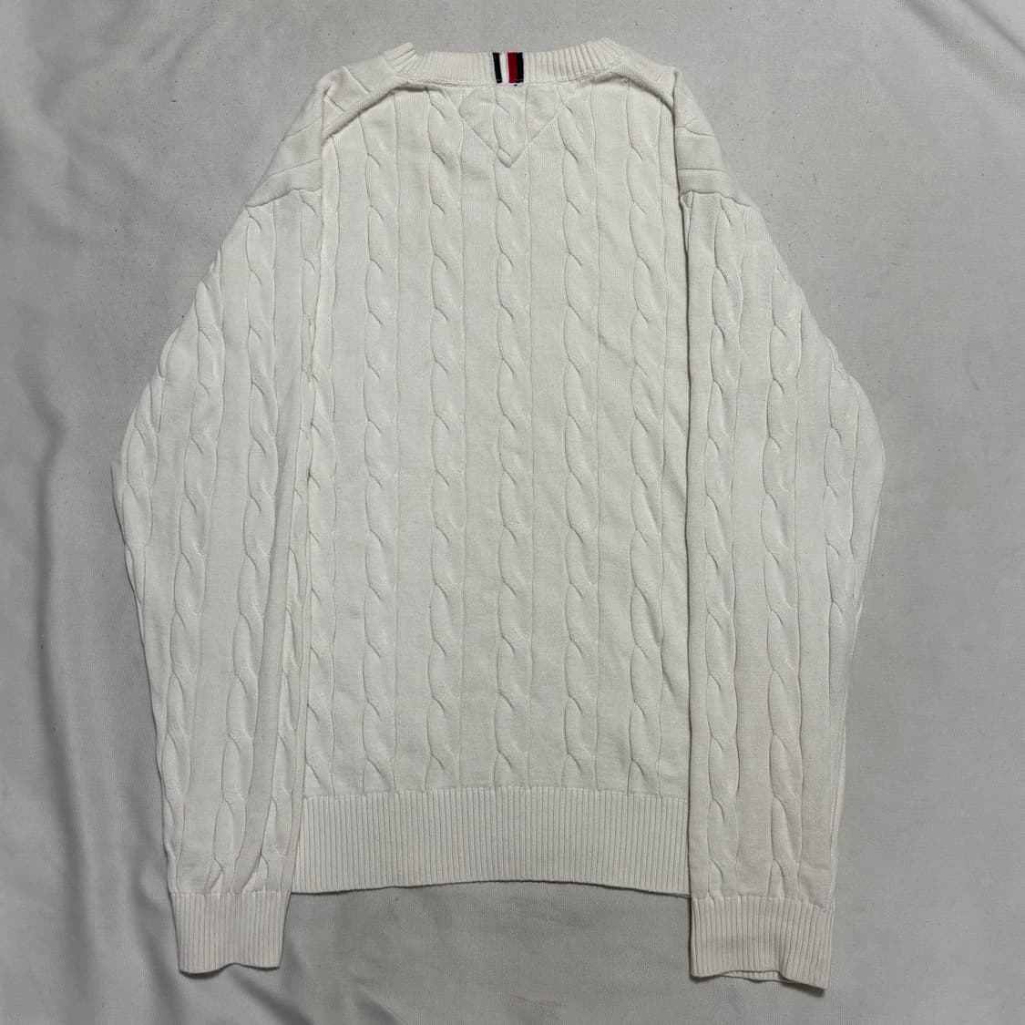 2XL 타미힐피거 화이트 케이블 니트 상품이미지3