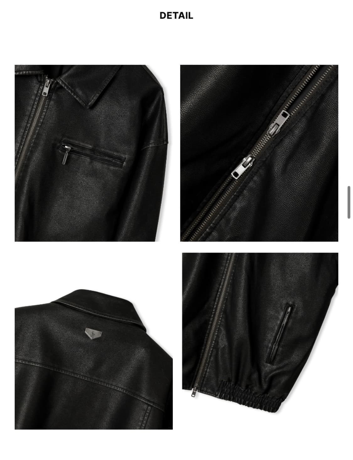 (새상품)(L) 레더리 워시드 레더 오버핏 블루종 자켓 판매 상품이미지9