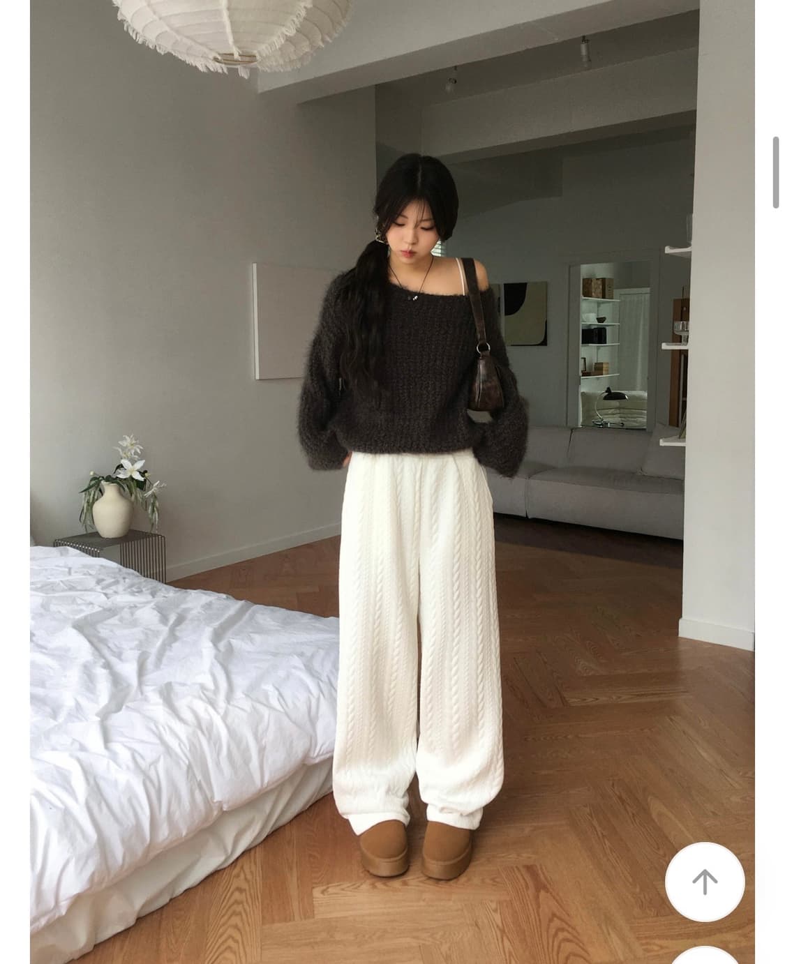 에이블리 남여공용 퀼팅 꽈배기 와이드 트레이닝 팬츠 (새상품) 상품이미지2