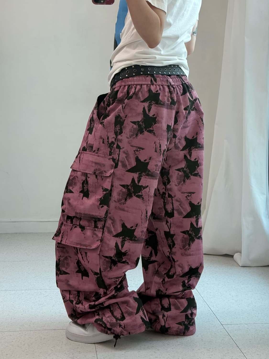 빈티지 핑크 스타 카고 팬츠 상품이미지3