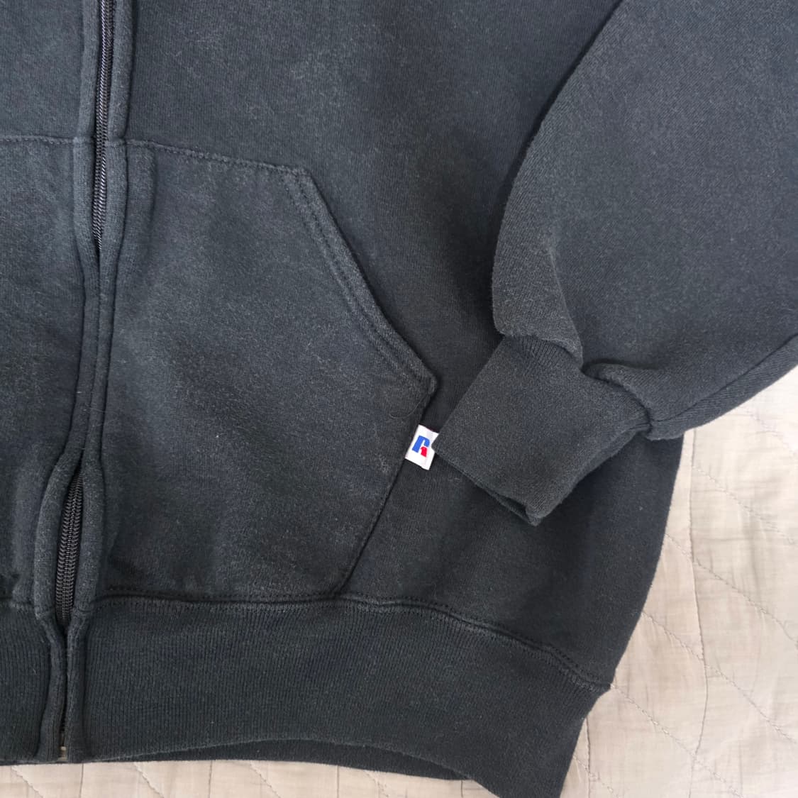 [L] 90s 빈티지 러셀 애슬레틱 후드집업 블랙 ver. 굿컨디 페이드 상품이미지2