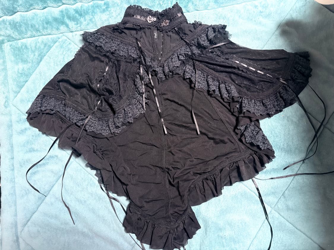 오즈온 장미 실버 블랙 케이프 망토 가디건 고딕 로리타 양지뢰 펑크 상품이미지1