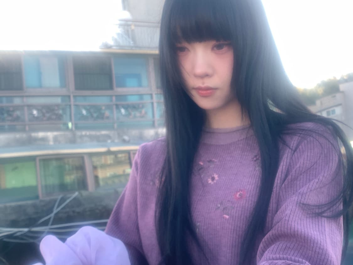 Flower Embroidery Knit(Purple) 상품이미지3