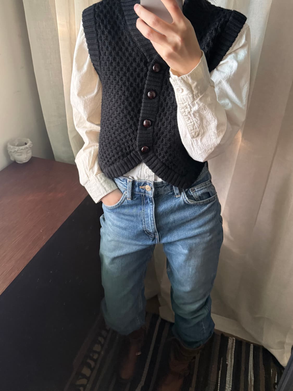 HEADPORTERPLUS shawl colla vest 상품이미지6