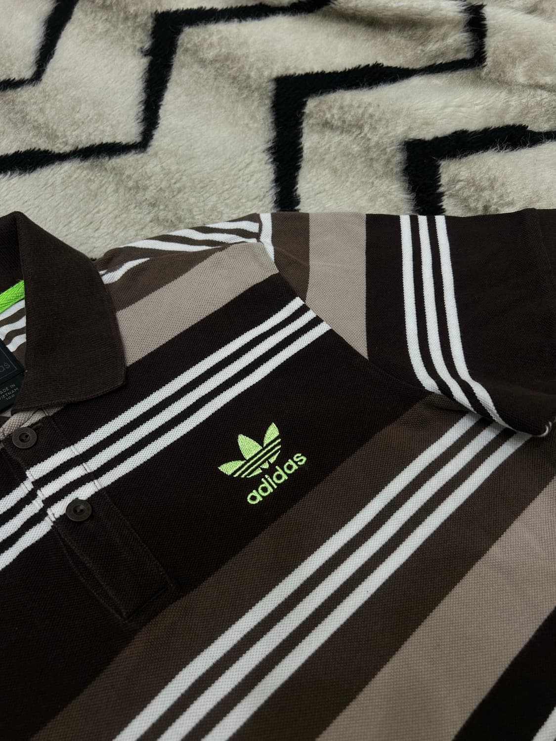 [L]아디다스 스트라이프 카라 반팔/브라운 상품이미지1