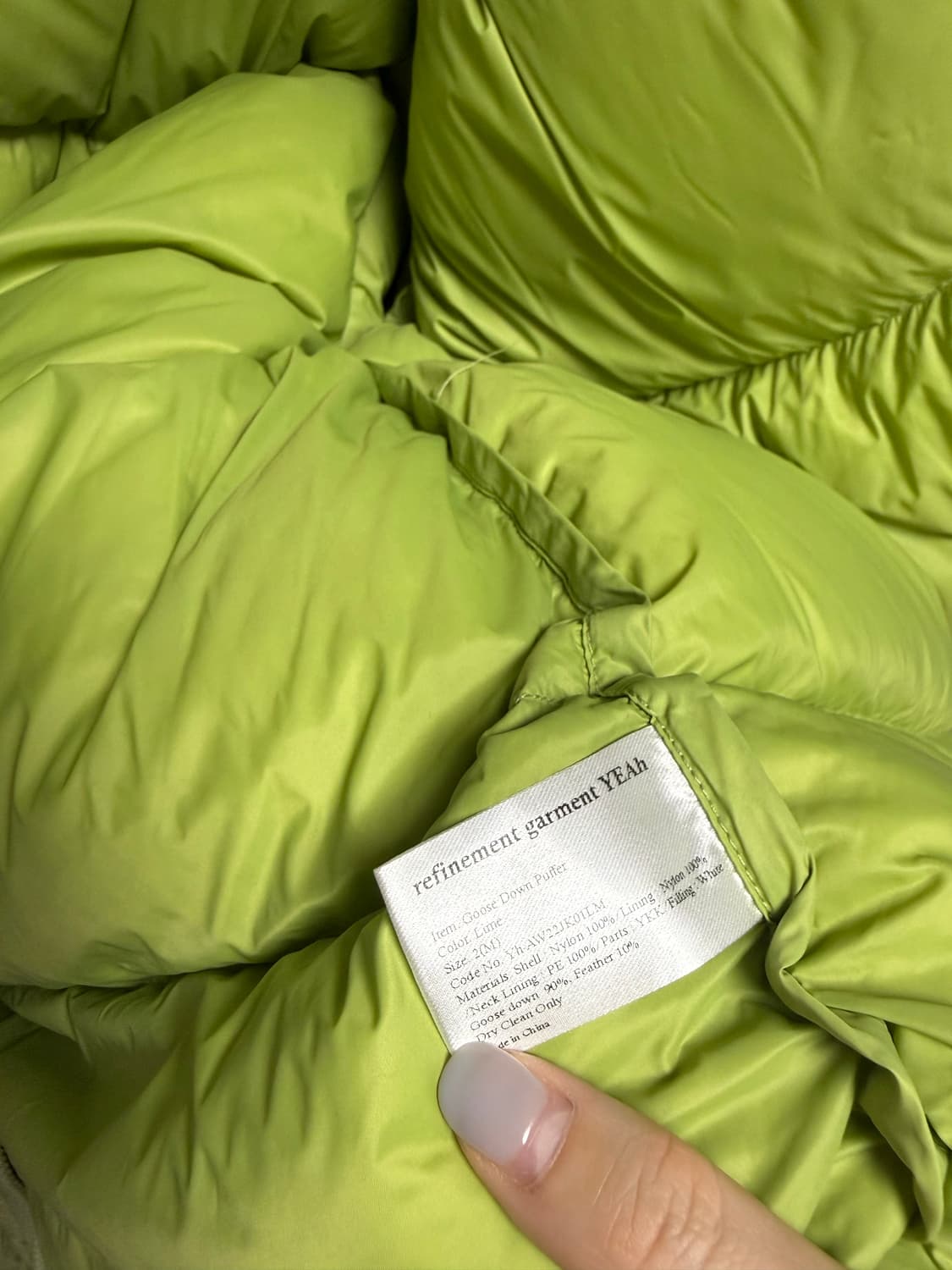 Yeah 구스다운 패딩 (2사이즈 / 라임) 상품이미지4