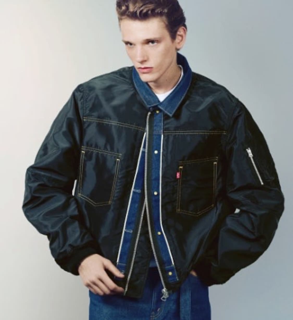 1회착용)리바이스 X 사카이 리버시블 블루종 인디고 블랙 상품이미지1