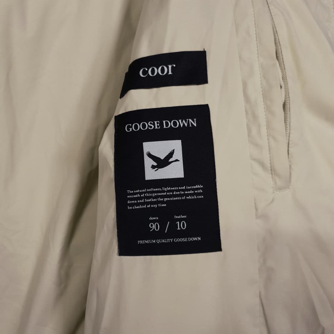 실측 L (100) coor 쿠어 구스다운 숏 패딩 점퍼 자켓 크림 상품이미지7