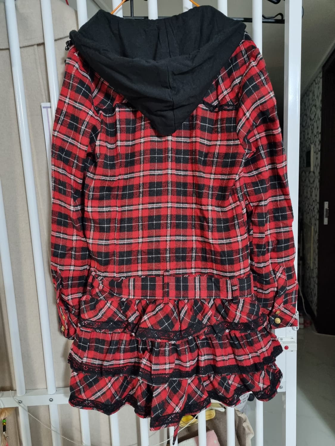 lizlisa Tralala 체크 프릴 후드 원피스 상품이미지2