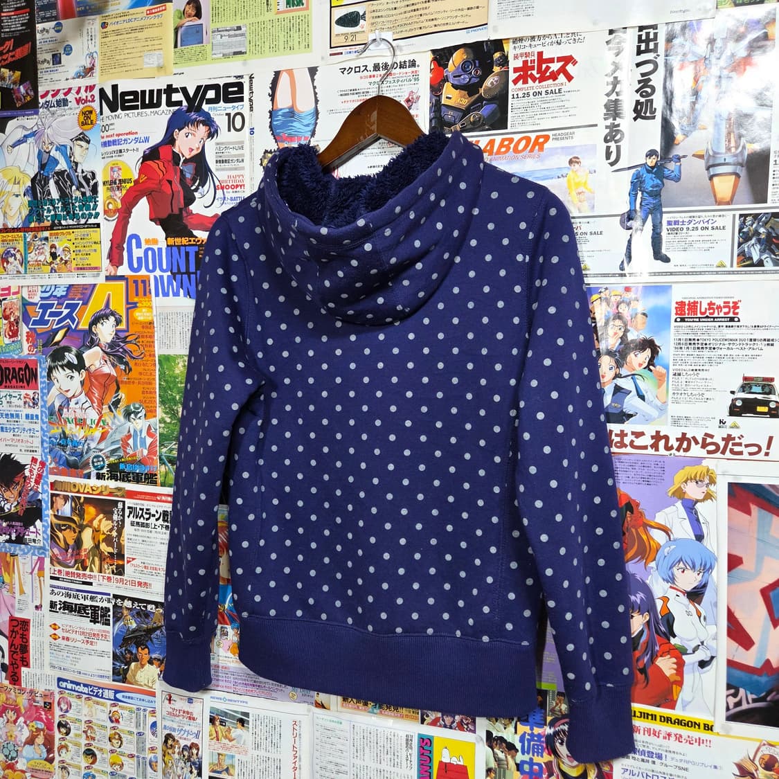 JPN 퍼플 도트 땡땡이 퍼 후드집업 상품이미지5