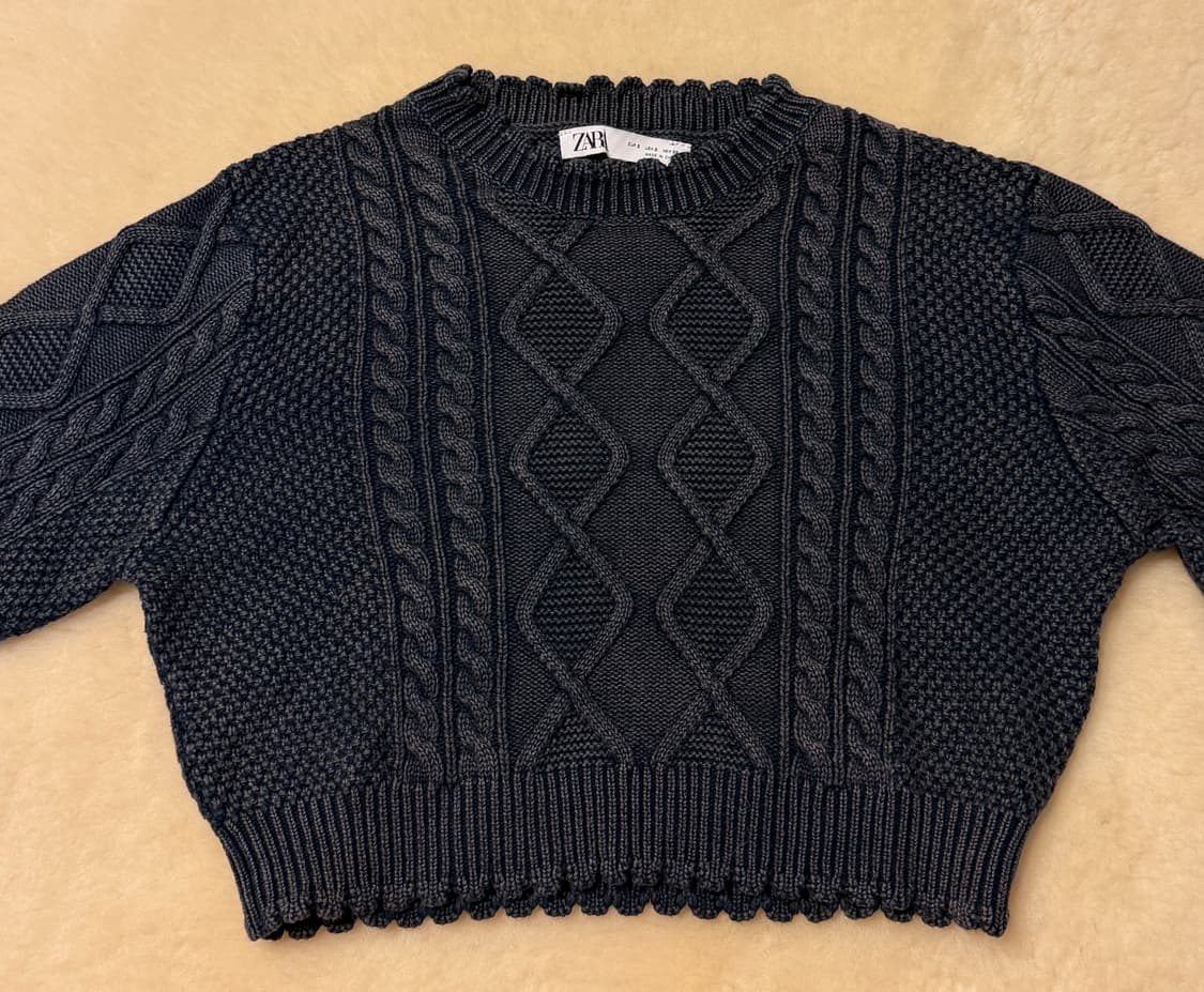 자라 워시드블루 크롭 니트 s (새상품) 상품이미지2