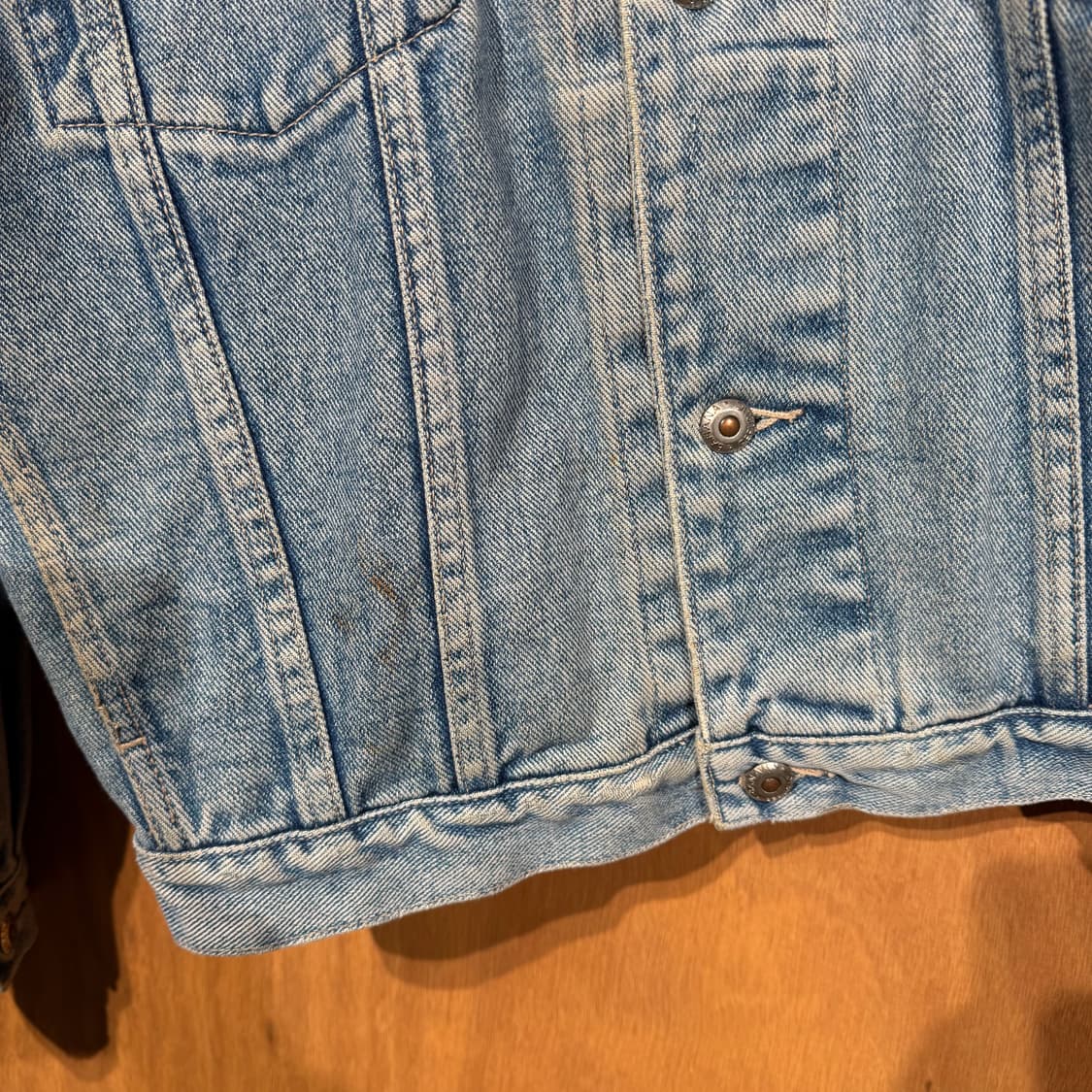 바나나리퍼블릭 90s 레더카라 데님 트러커 자켓 100 상품이미지5