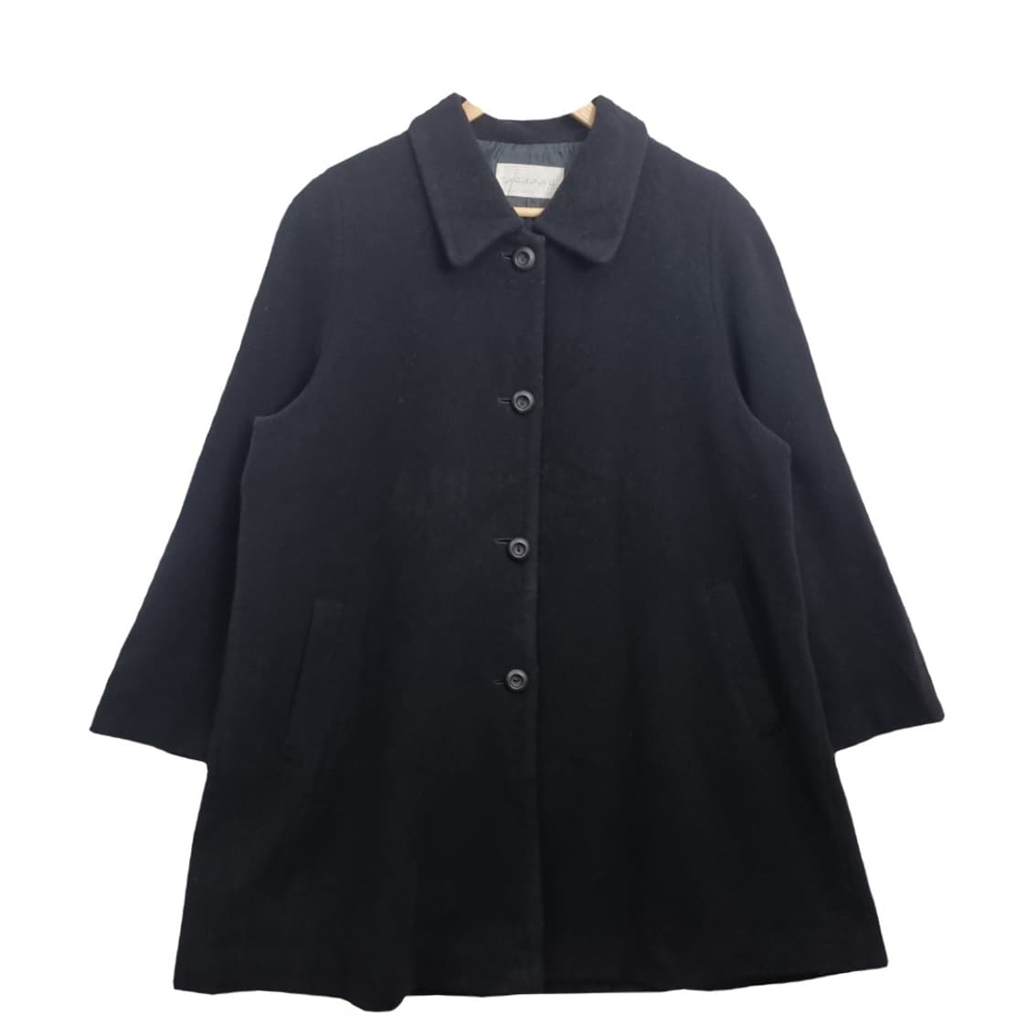 NOANNU 블랙 박시핏 캐시미어 혼방 코트 상품이미지1