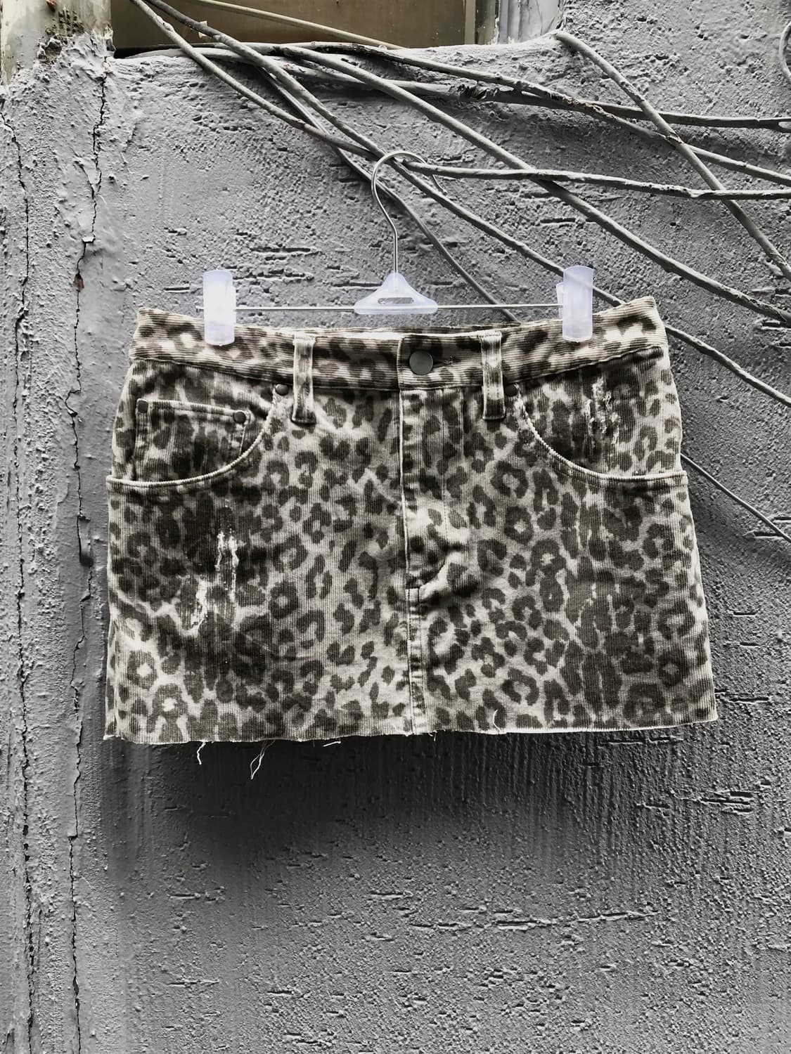 gray leopard corduroy mini skirt  상품이미지2