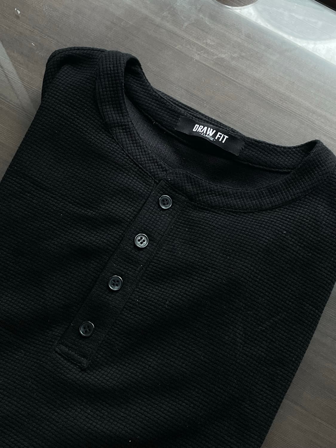 (XL) 드로우핏 와플 헨리넥 하프 티셔츠 [BLACK] 판매 상품이미지9