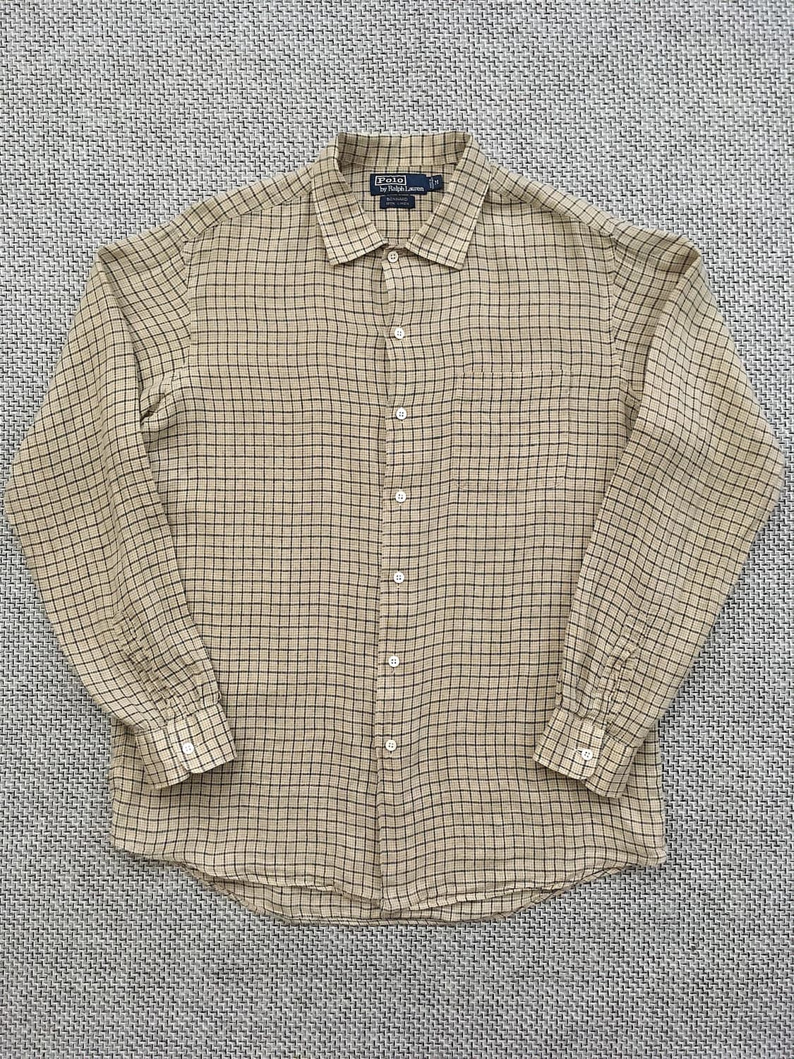 90s Bonnard 100% linen b.u check shirts 상품이미지5