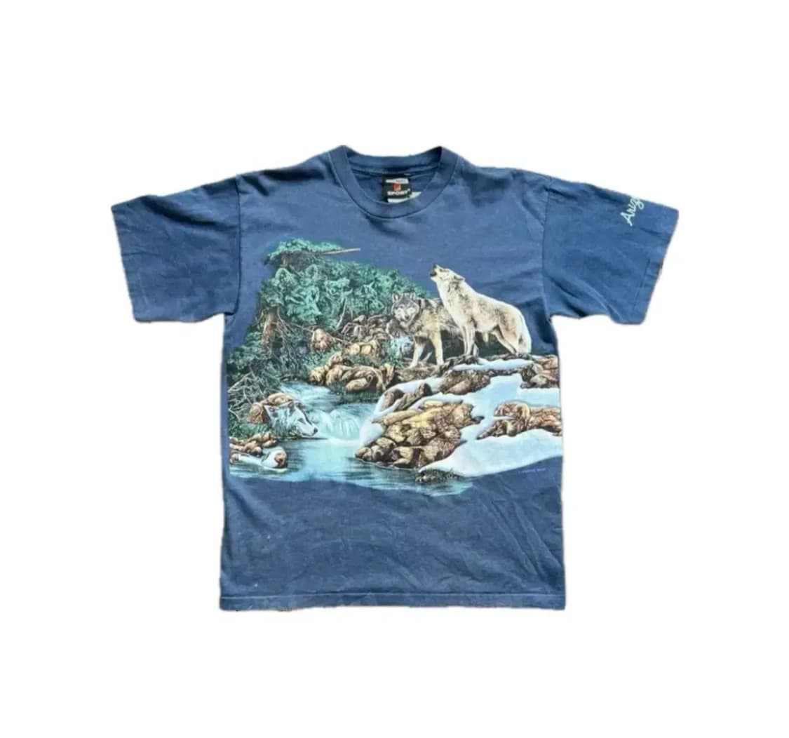 90s 빈티지 늑대 프린팅 반팔 HABITAT XCN 상품이미지1