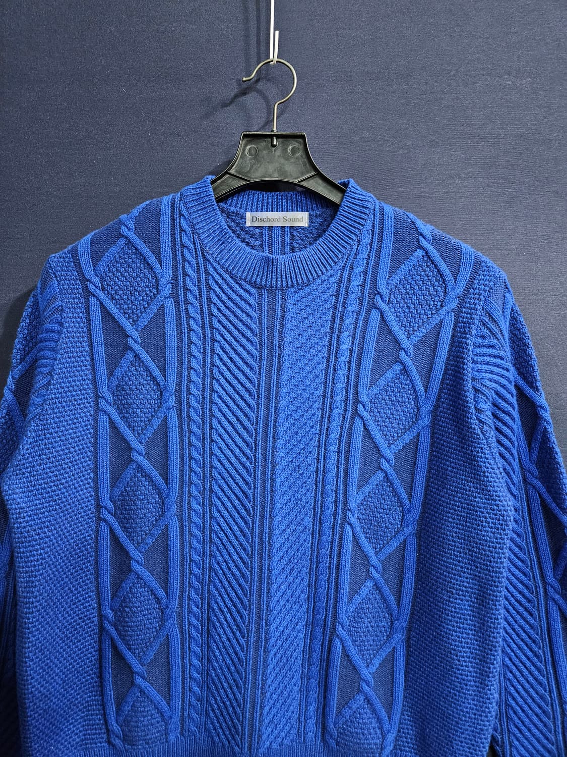 디스코드사운드 블루 남성 90~95 꽈배기 니트 상품이미지7