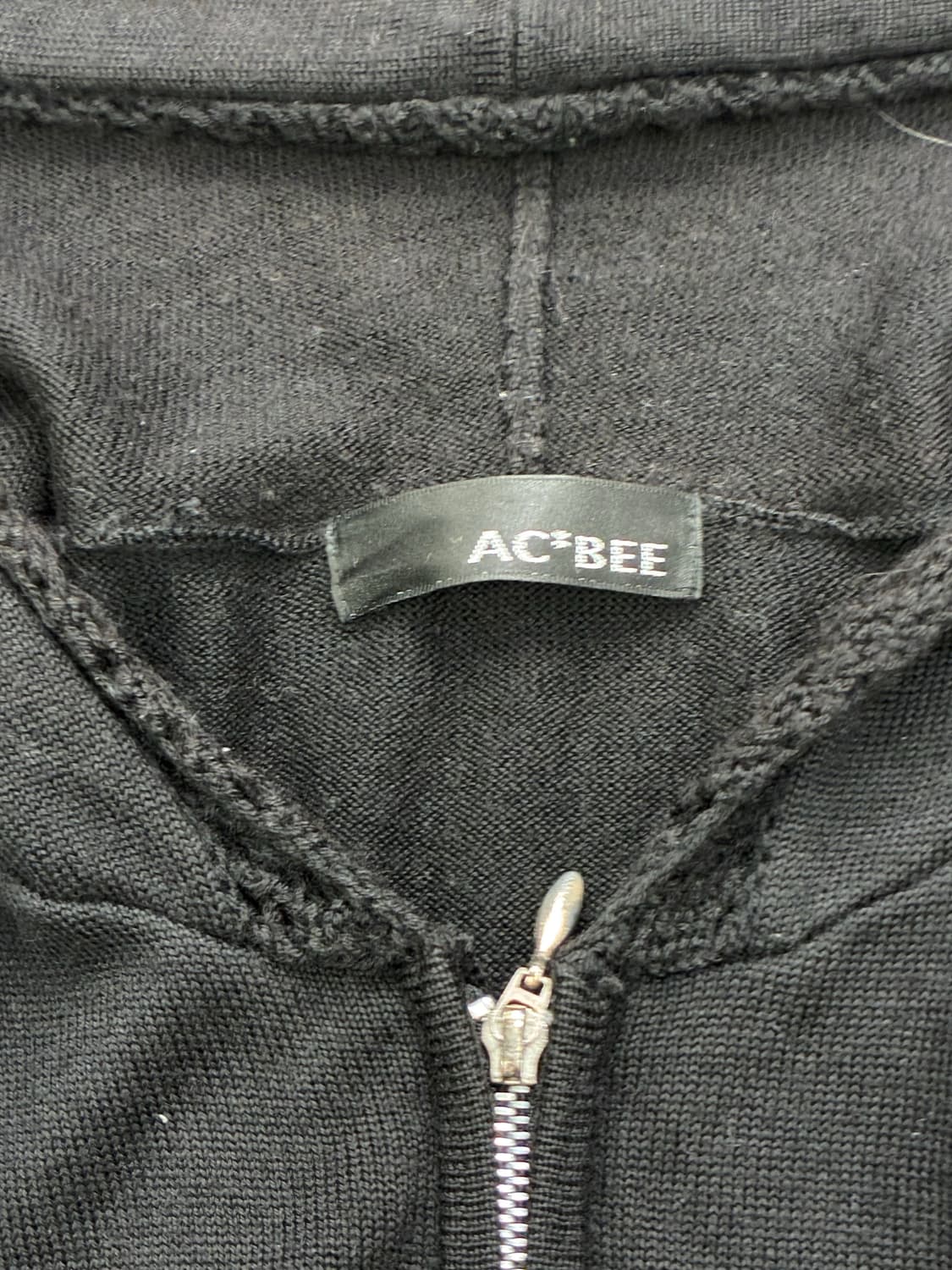 M)Japanese vintage 블랙 니트 후드 집업 상품이미지5