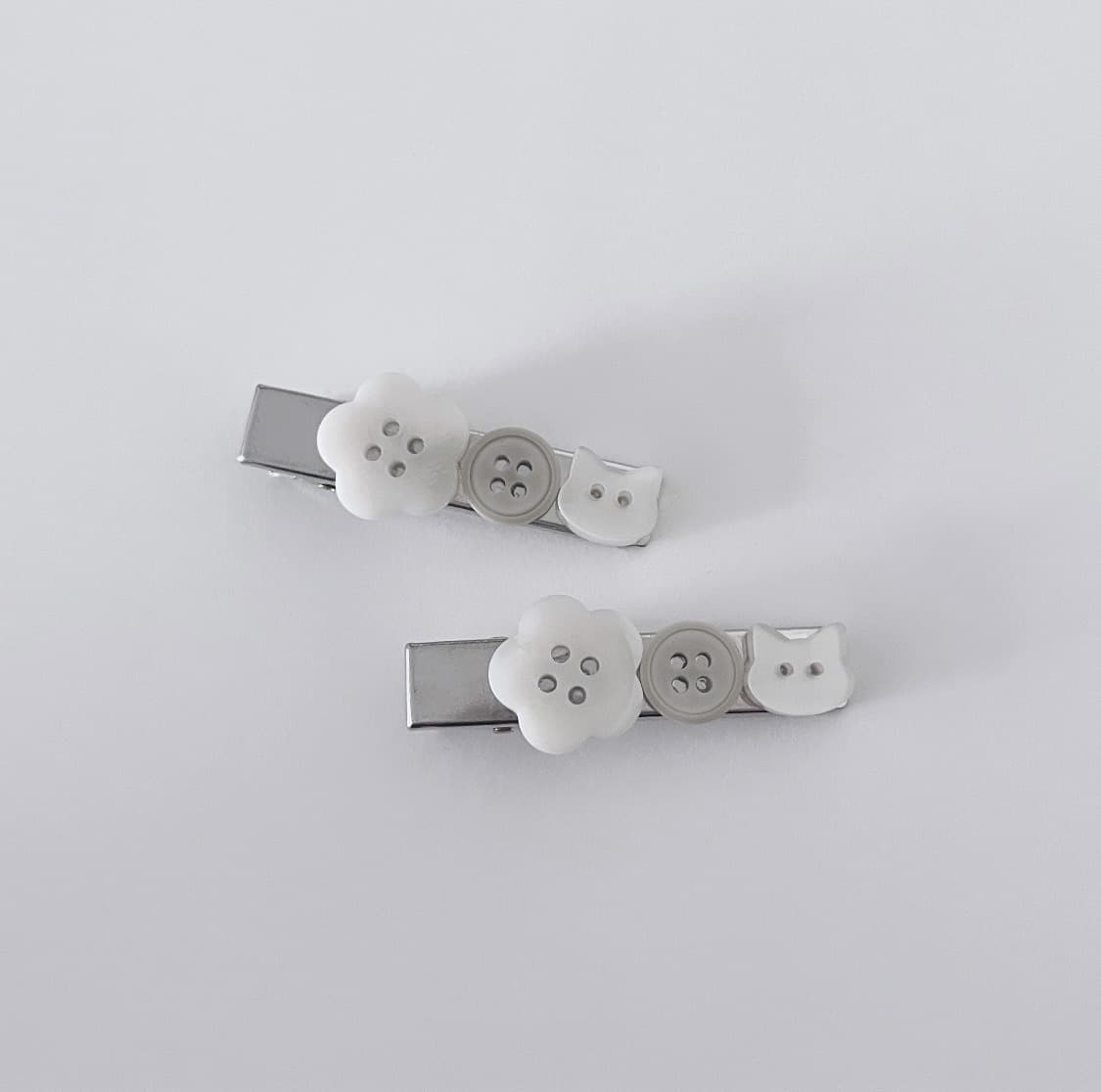 Cat Button Hair-pin 고양이 단추 헤어핀 상품이미지1